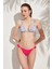 Kadın Gri Fuşya Desenli Fırfır Detaylı Üçgen Bikini Takım HZL23S-PC12079321 1