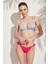 Kadın Gri Fuşya Desenli Fırfır Detaylı Üçgen Bikini Takım HZL23S-PC12079321 3