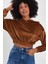 Kadife Kumaş Kapşonlu Uzun Kollu Crop Sweat 4