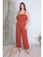 Kadın Tarçın Çizgili Volan Detaylı Askılı Tulum 65N23736 2