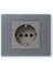 Grano Metalik Topraklı Priz Antrasit + Füme Çerçeve 1