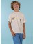 Baskılı Krem Erkek Çocuk T-Shirt HRBTXT004 1