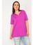 Kadın Eflatun Büyük Beden Tek Yaka Biyeli Spor Bluz 65N35619 5