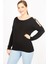 Kadın Siyah Büyük Beden Omuz Dekolteli Bluz 1
