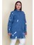 Kadın Mavi Yırtık Detaylı Salaş Kesim Oversize Kot Tunik Ceket 65N28046 7
