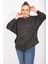 Kadın Antrasit Rahat Kesim Düşük Kollu Simli Tunik 65N35495 5