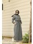 6501-DENİM Reglan Kollu Cepli Elbise Gri 2