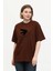 Pamuk Detaylı Baskılı Basic Bisiklet Yaka Örme T-Shirt 1