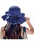 Eva Ribbon Bowknot Büyük Brim Plajı Güneşlik Hip Şapkası - Lacivert (Yurt Dışından) 1