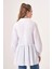 Beli Büzgülü Ekru Gömlek 3