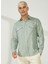 Slim Fit Düğmeli Yaka Yeşil Erkek Gömlek A266DONL20- 3