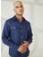Slim Fit Düğmeli Yaka Koyu Mavi Erkek Gömlek A266DONL20- 2