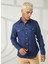 Slim Fit Düğmeli Yaka Koyu Mavi Erkek Gömlek A266DONL20- 4