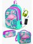 Kids Su Yeşili Pembe Simli Flamingo Desenli Usb'li 3’lü Okul Çanta Seti SET0123411 1