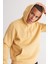 Erkek Hardal Standart Fit Içi Polarlı 3 Iplik Kapüşonlu Kanguru Cepli Pamuklu Sweatshirt 5