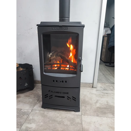 Flame Stove FS-205 Lodi   Odun Hazneli Tek Camlı (Füme) Döküm Soba