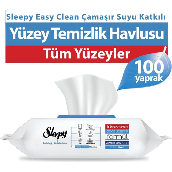 Sleepy Easy Clean Çamaşır Suyu Katkılı Yüzey Temizlik Havlusu 100 Yaprak.