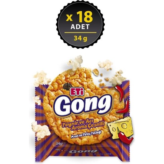 Eti Gong Peynir ve Acı Aroma Çeşnili Mısır ve Pirinç Patlağı Fiyatı