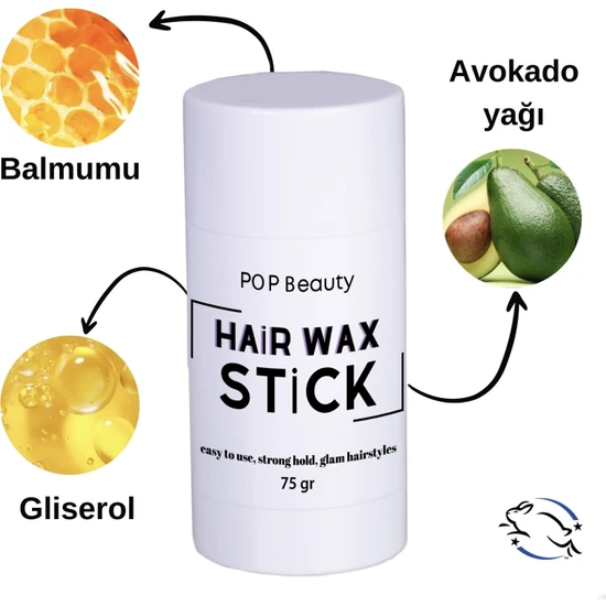 Pop Beauty Saç Şekillendirici Stick Wax, Hair Wax Stick, 75GR