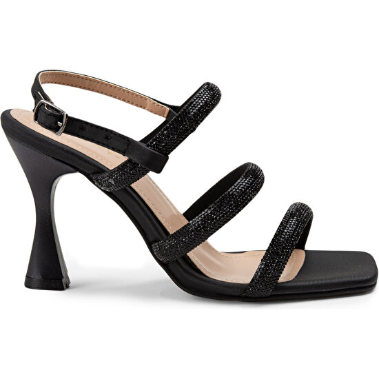 Deery Siyah Topuklu Taşlı Abiye Kadın Ayakkabı - N1918ZSYHM01