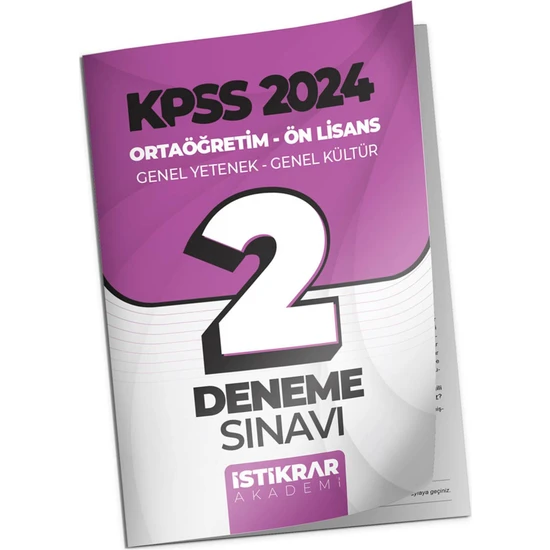 İstikrar Yayın Dağıtım Istikrar Akademi Kpss 2024 Ortaöğretim Ön Lisans Genel Yetenek - Genel Kültür 2 Deneme Sınavı