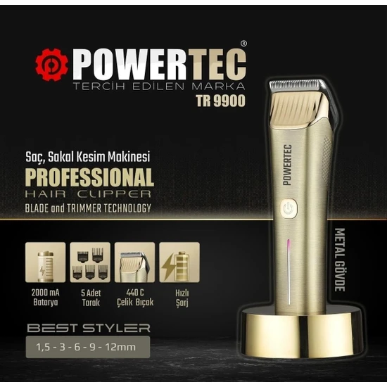 Powertec TR-9900 Saç Sakal Kesim Makinası