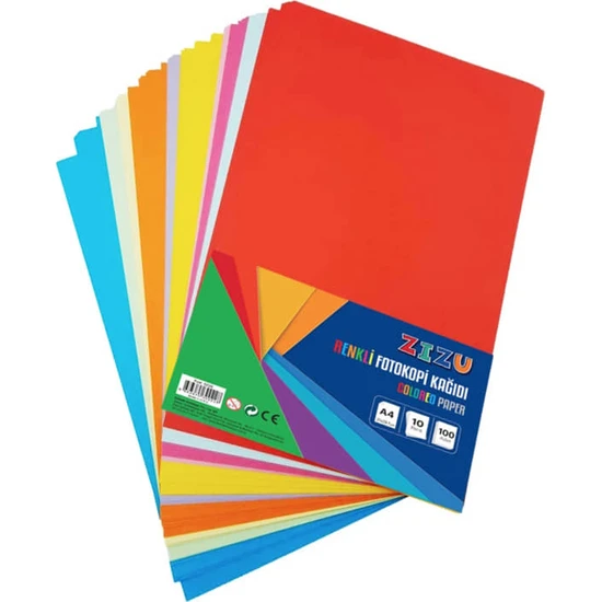 Zizu Renkli Fotokopi Kağıdı A4 10 Renk 100'LÜ Paket