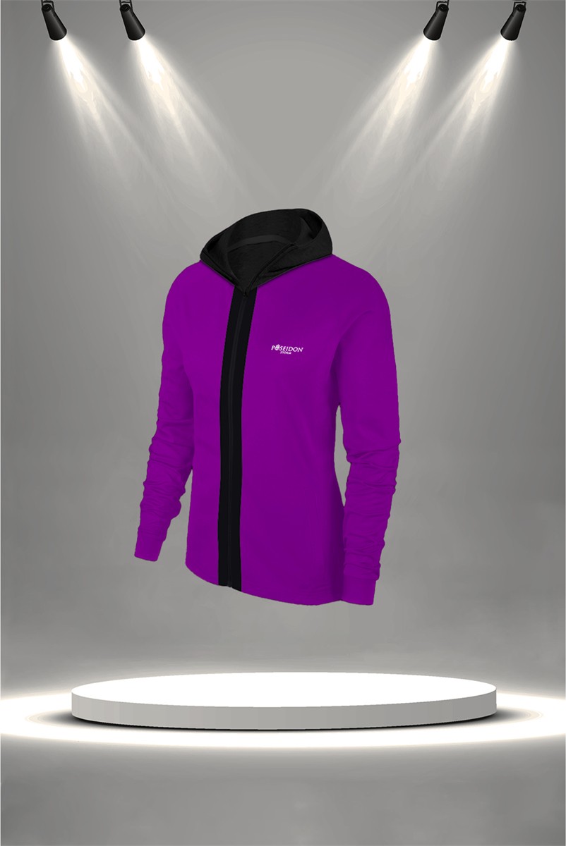 POSEIDON STORM Büyük Beden Kadın Mor Supra Penye Kumaş Her Mevsim Yürüyüş Koşu Eşofman Seti (4XL-10XL) görsel 2