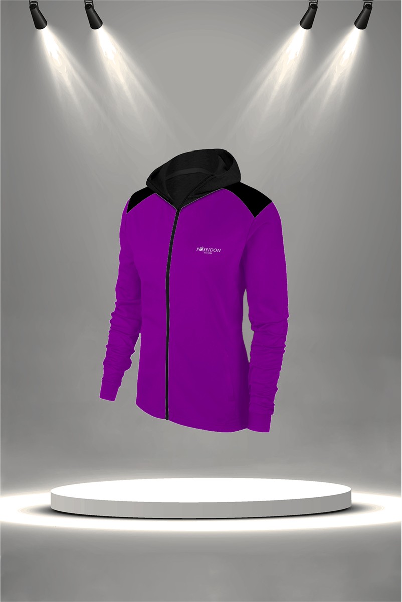 POSEIDON STORM Büyük Beden Kadın Mor Supra Penye Kumaş Nefes Alabilen Kumaş Şık Eşofman Takımı (4XL-10XL) görsel 2