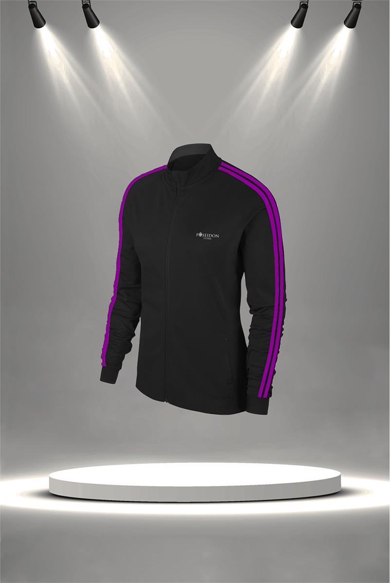 POSEIDON STORM Büyük Beden Kadın Siyah Supra Penye Kumaş Fit Regular Kalıp Yürüyüş Koşu Eşofman Seti (4XL-10XL) görsel 2