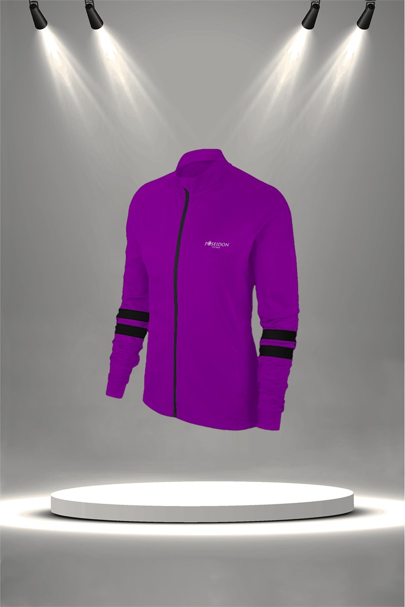 POSEIDON STORM Büyük Beden Kadın Mor Supra Penye Kumaş Iki Parça Yürüyüş ve Koşu Için Eşofman Seti (4XL-10XL) görsel 2