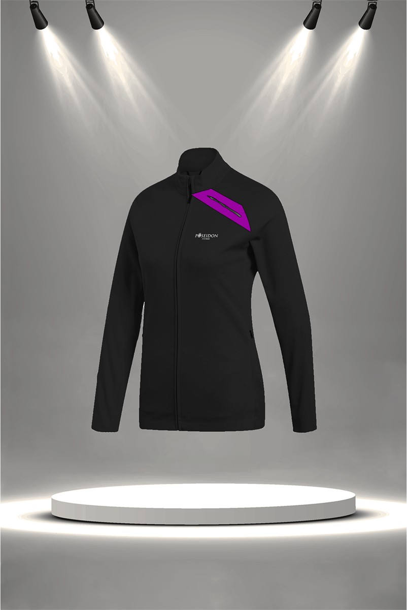 POSEIDON STORM Büyük Beden Kadın Siyah Supra Penye Kumaş Rahat Fermuarlı Koşu Takımı (4XL-10XL) görsel 2