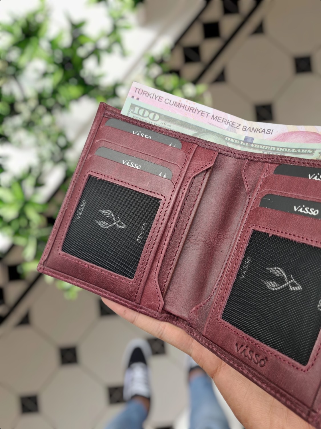 Visso 155 Kanguru Model Deri Çanta Yavru Kartlıklı Iki Kimlik Bölmeli Cüzdan Bay Kadın Kullanımlı Çanta görsel 2