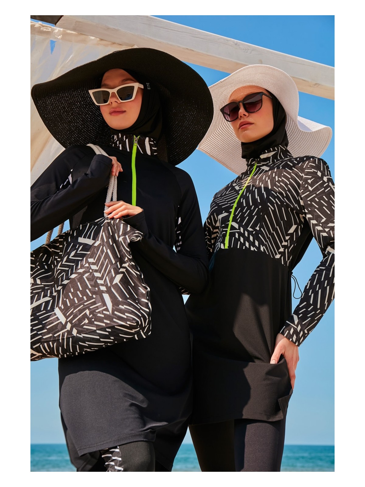 Marina Paraşüt Siyah Tam Kapalı Tesettür Mayo M2326