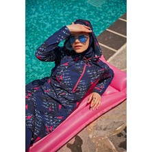 Marina Tam Kapalı Tesettür Mayo Su İtici Apreli Çok Renkli 4 Parça M Beden Yazlık