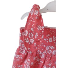 Babyelos Denim Çiçekli Bebek Elbise Kırmızı(BANDANA HEDİYELİDİR)