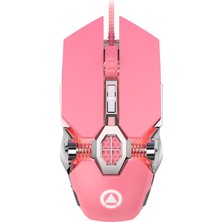 Habby Wired Gaming Mouse, Metal Texture Mechanically Cool (Pink Mute) (Yurt Dışından)