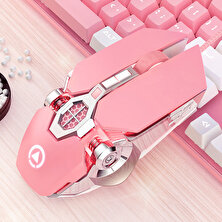 Habby Wired Gaming Mouse, Metal Texture Mechanically Cool (Pink Mute) (Yurt Dışından)