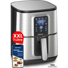 Goldmaster Vena 7 Litre Inox Geniş Hazneli Xxl Dokunmatik 8 Ön Ayarlı Airfryer Sıcak Hava Fritözü GM8404