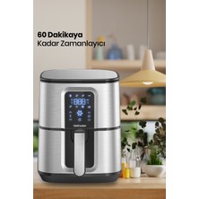 Goldmaster Vena 7 Litre Inox Geniş Hazneli Xxl Dokunmatik 8 Ön Ayarlı Airfryer Sıcak Hava Fritözü GM8404