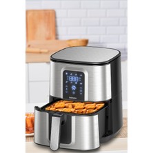 Goldmaster Vena 7 Litre Inox Geniş Hazneli Xxl Dokunmatik 8 Ön Ayarlı Airfryer Sıcak Hava Fritözü GM8404