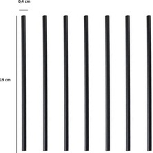 Yusuf Dirik YD Party Supplies Siyah Ince Kokteyl Pipeti Kıl Pipet Takribi 300 Adet 19 cm 4 mm