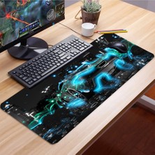 SonicTouch Fütüristik Desenli Kaydırmaz Gaming Oyuncu Masaüstü Dikişsiz Klavye Pad/ped 32X70cm