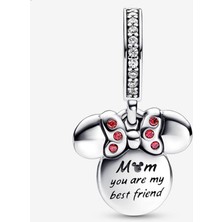 Poseidons Jewellery Disney Minnie Mouse Silüet Çift Sallantılı Charm
