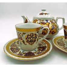 Güral Porselen Porselen Çay Fincanı Demlik Takımı 2 Kişilik 6 Parça