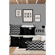 Belle Benoit  6'lı Çift Tarafı 3D Dijital Baskılı Dikdörtgen 30X50 ve 43X43 Kare Kırlent Kılıfı Seti