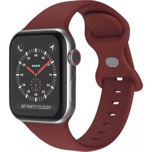 Wozlo Apple Watch 1, 2, 3, 4, 5, 6, 7, 8, Se Silikon Kordon Kayış - M-L Beden 42/44/45MM - Bordo