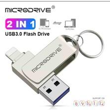 Micro Microdrive 128GB Iphone Lightning ve USB 3.0 Usb Flash Bellek Otg Çift Girişli