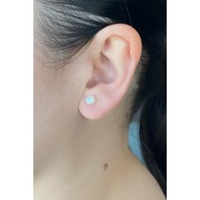 Birinci1926 BIRINCI1926 925 Ayar Gümüş Kadın 6 mm Gerçek Inci Beyaz Küpe