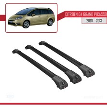 Citroen C4 Grand Picasso 2007-2013 Arası ile Uyumlu Ace-1 Ara Atkı Tavan Barı Siyah 3 Adet Bar
